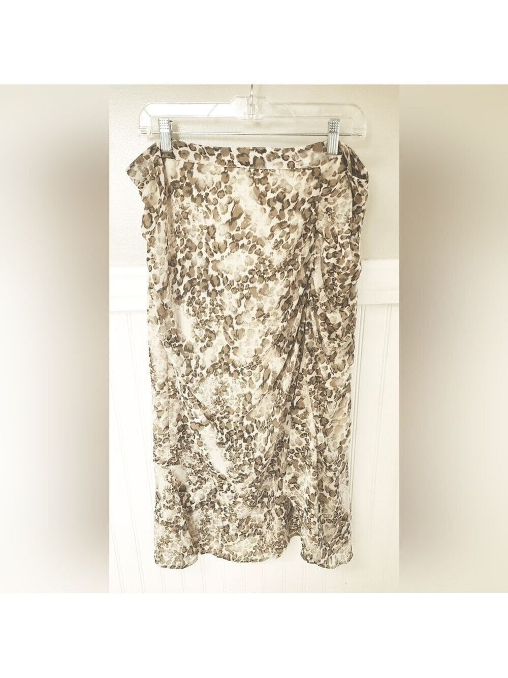 L LOVE Animal Print Cream Ruched Skirt 2XL - New With Tags